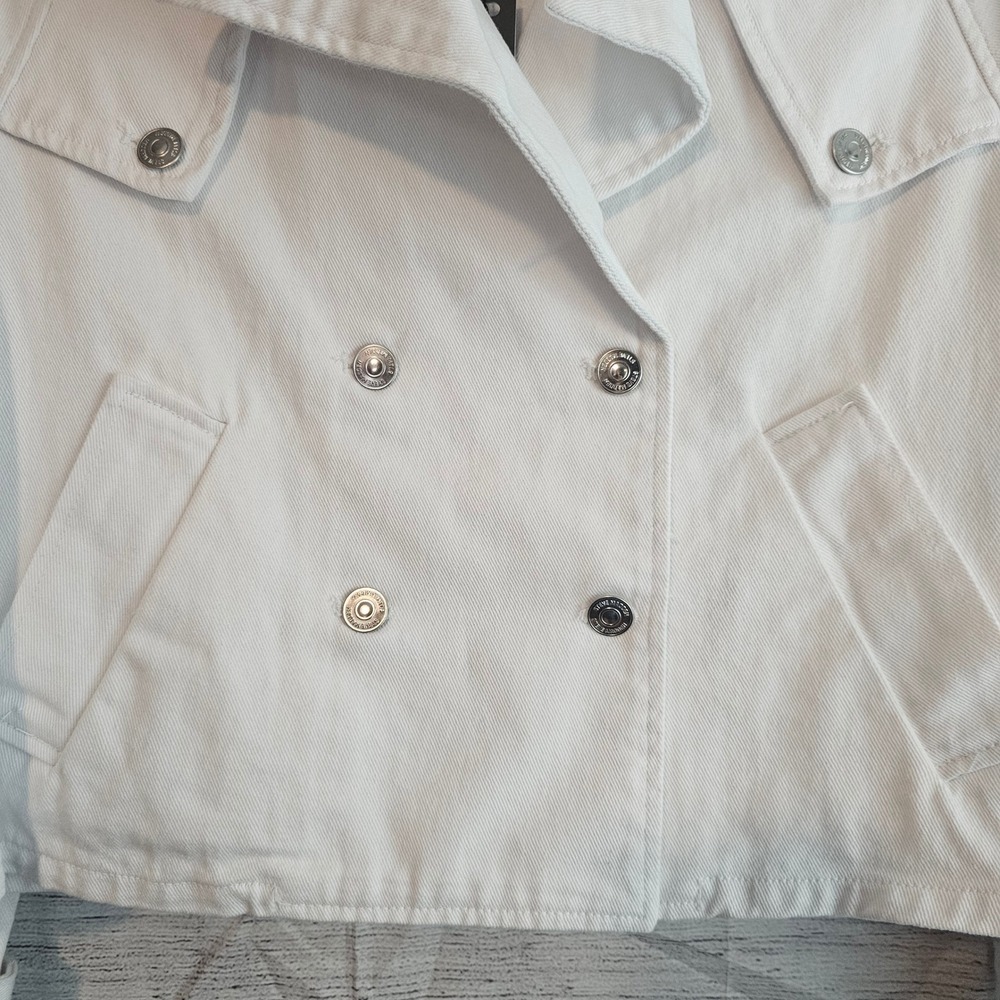 Steve Madden S Small Sirus White Denim Jacket Jean NWT 1432 - Picture 6 of 16